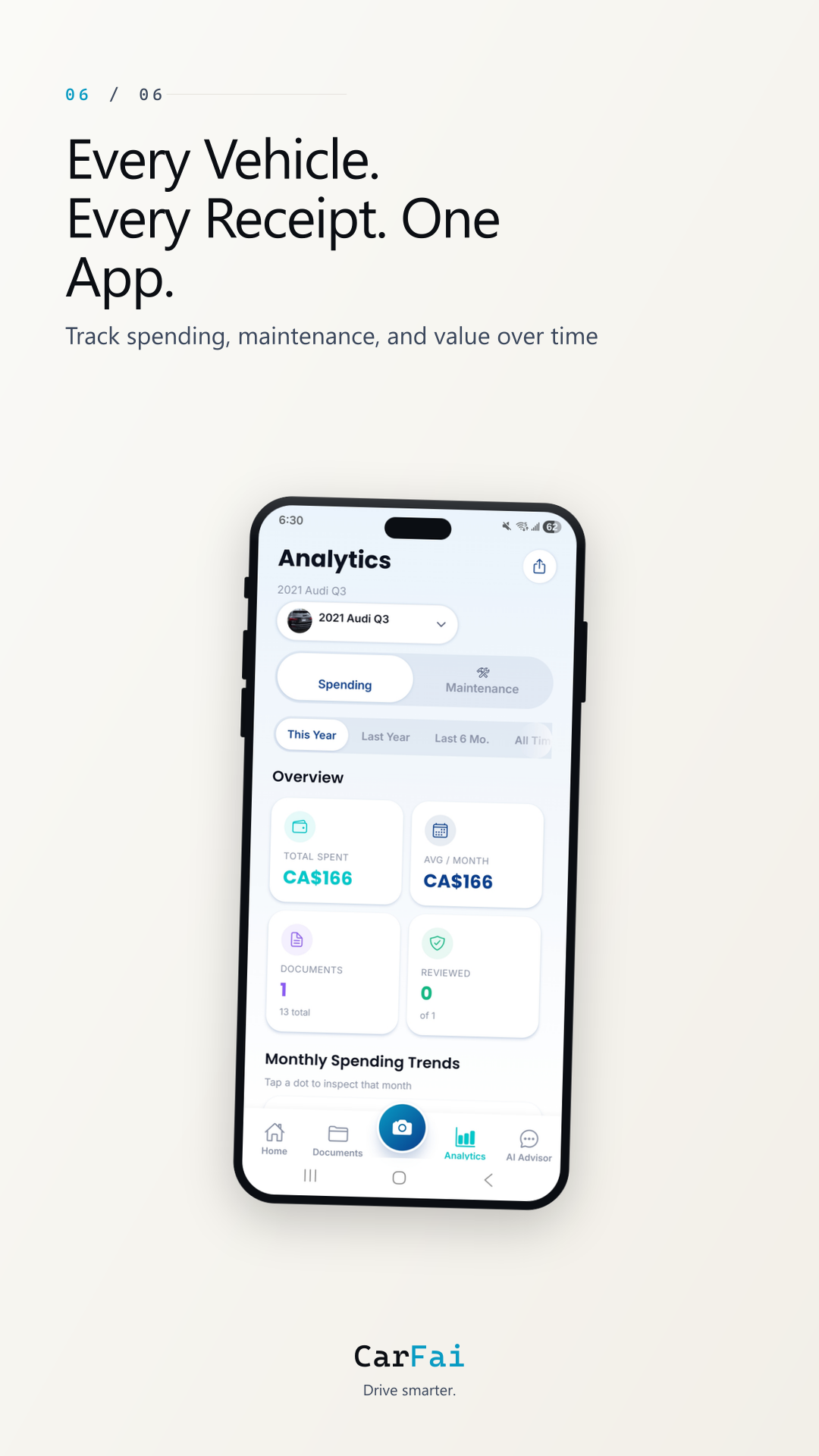 Spending — Every Vehicle. Every Receipt. One App.